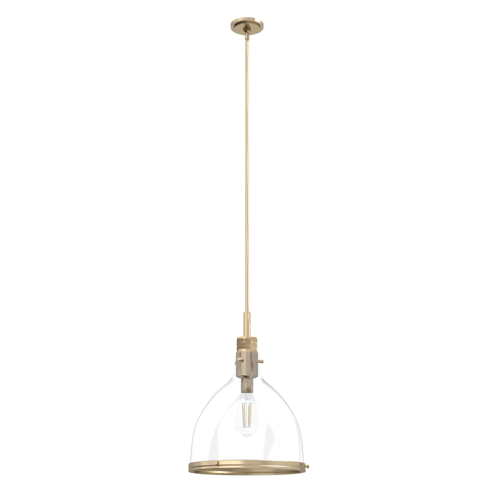 Hunter Van Nuys Alturas Gold with Clear Glass 1 Light Pendant Ceiling Light Fixture