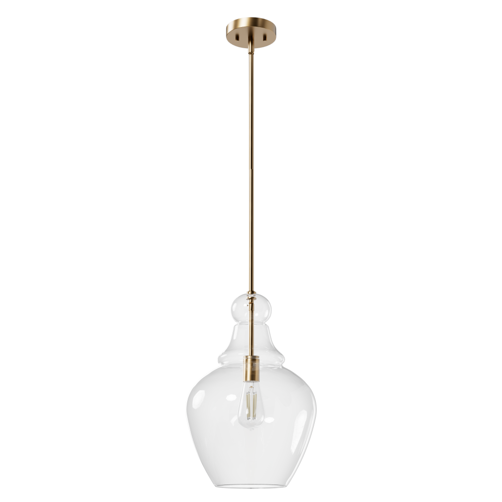 Hunter Maple Park Alturas Gold with Clear Glass 1 Light Pendant Ceiling Light Fixture