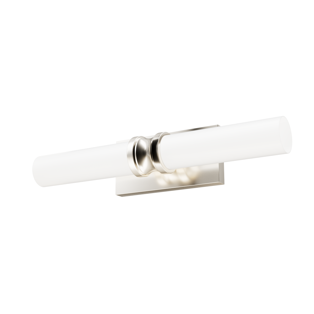 Hunter Lenlock Brushed Nickel with Cased White Glass 2 Light Bathroom Vanity Wall Light Fixture