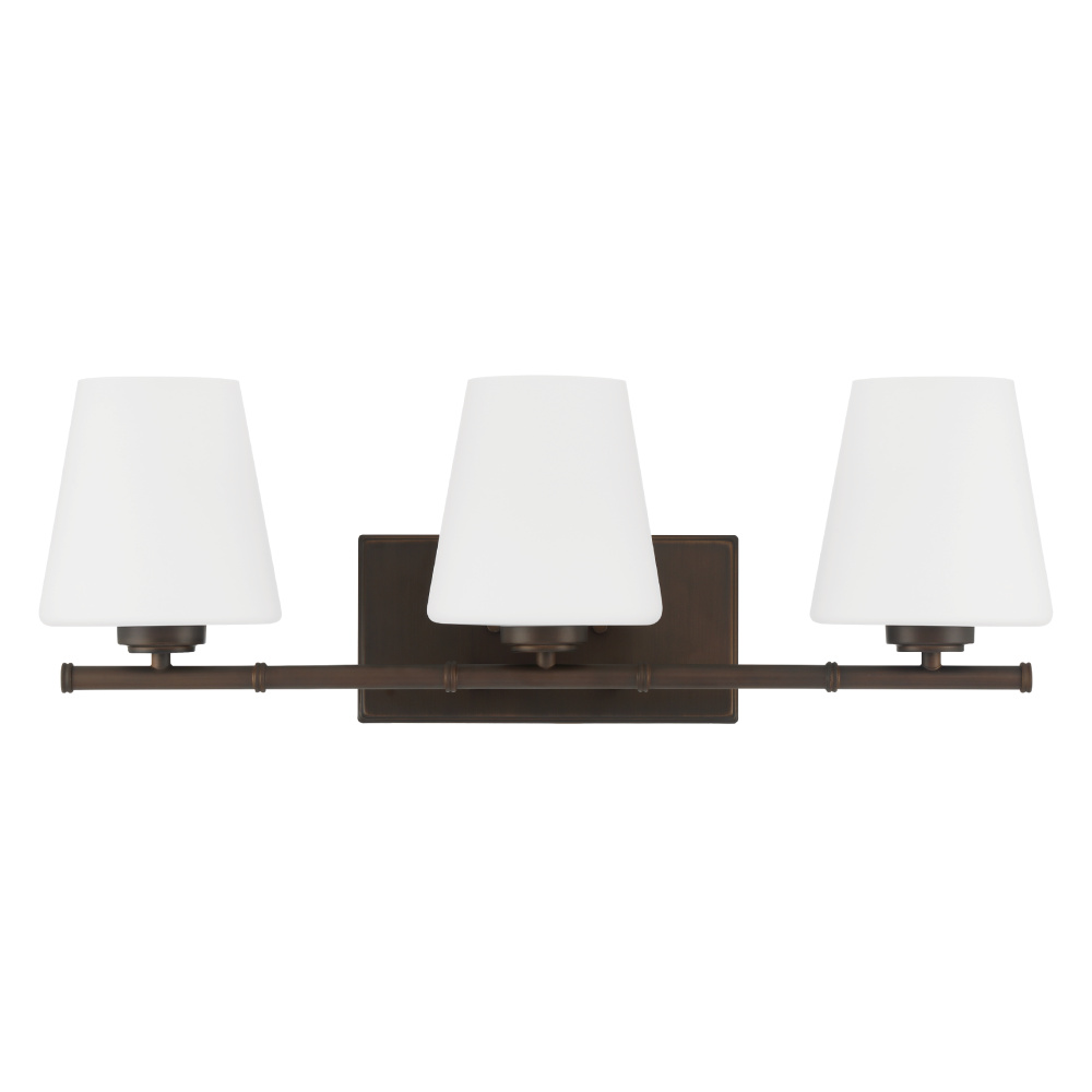 Hunter Fauna Grove Matte Bronze 3 Light Medium Bathroom Vanity Wall Light Fixture