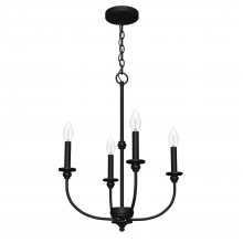 Hunter 19638 - Hunter Southcrest Matte Black 4 Light Chandelier Ceiling Light Fixture