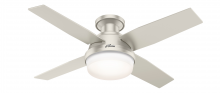 Hunter 50398 - Hunter 44 in Dempsey Matte Nickel Low Profile Damp Rated Ceiling Fan w/ LED LT Kit & Handheld Remote