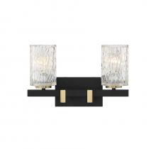  L8-3601-2-143 - Keene 2-Light Bathroom Vanity Light in Matte Black with Warm Brass Accents