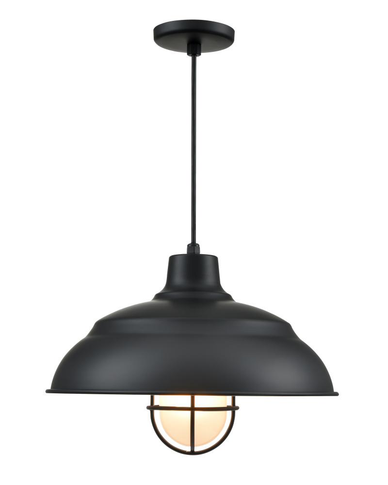 R-Series 17&#34; Wide 1-Light Indoor/Outdoor Warehouse Cord Hung Shade - Satin Black