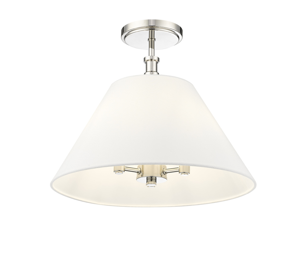 Adorra 16&#34; Wide 3-Light Semi Flush - Polished Nickel