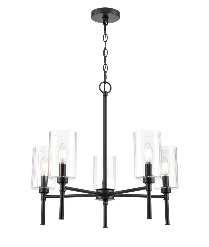 Chastine 24&#34; Wide 5-Light Chandelier - Matte Black