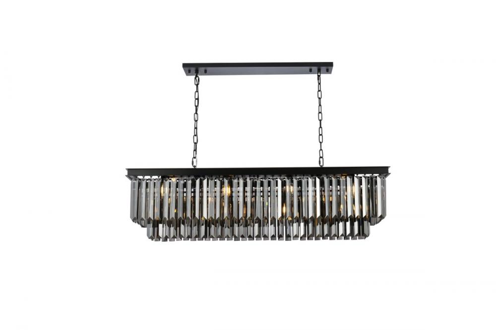 Sydney 12 Light Matte Black Chandelier Silver Shade (Grey) Royal Cut Crystal