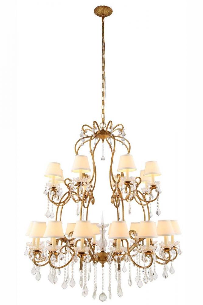 Diana 24 Light Golden Iron Chandelier Clear Royal Cut Crystal