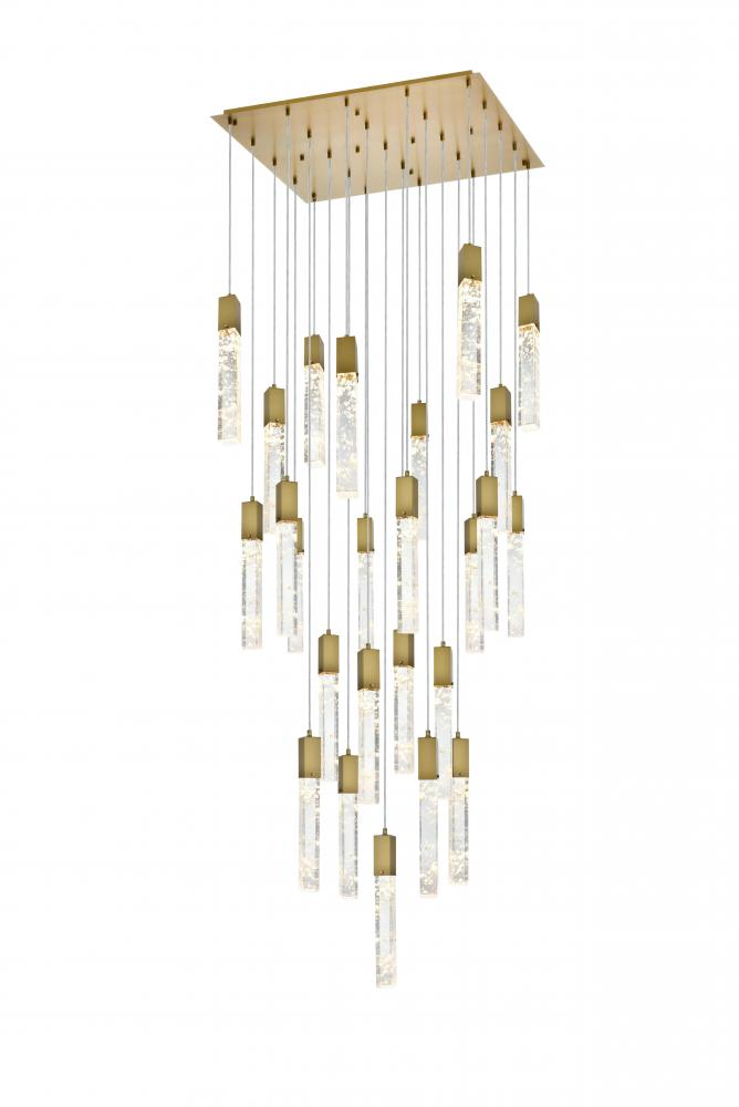 Pendant L36&#34;W36&#34;H24&#34;L25 Satin Gold