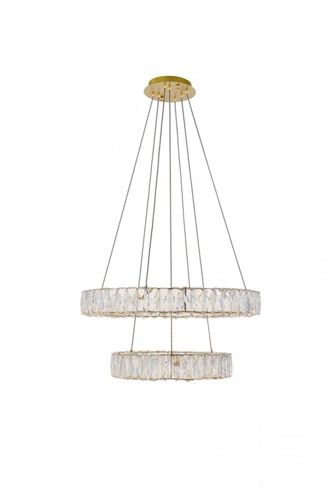 Monroe Integrated LED Chip Light Gold Chandelier Clear Royal Cut Crystal