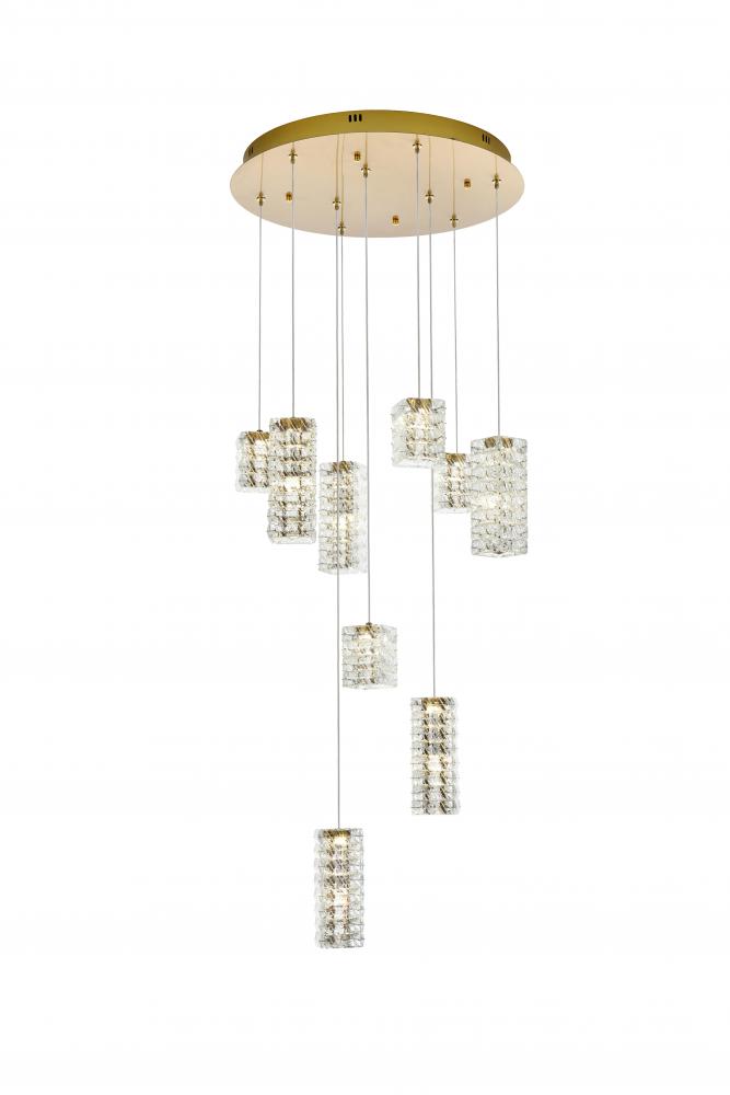 Aston Hang D24&#34;H9.5&#34;  LED L9 36W DIM 3CCT Satin Gold