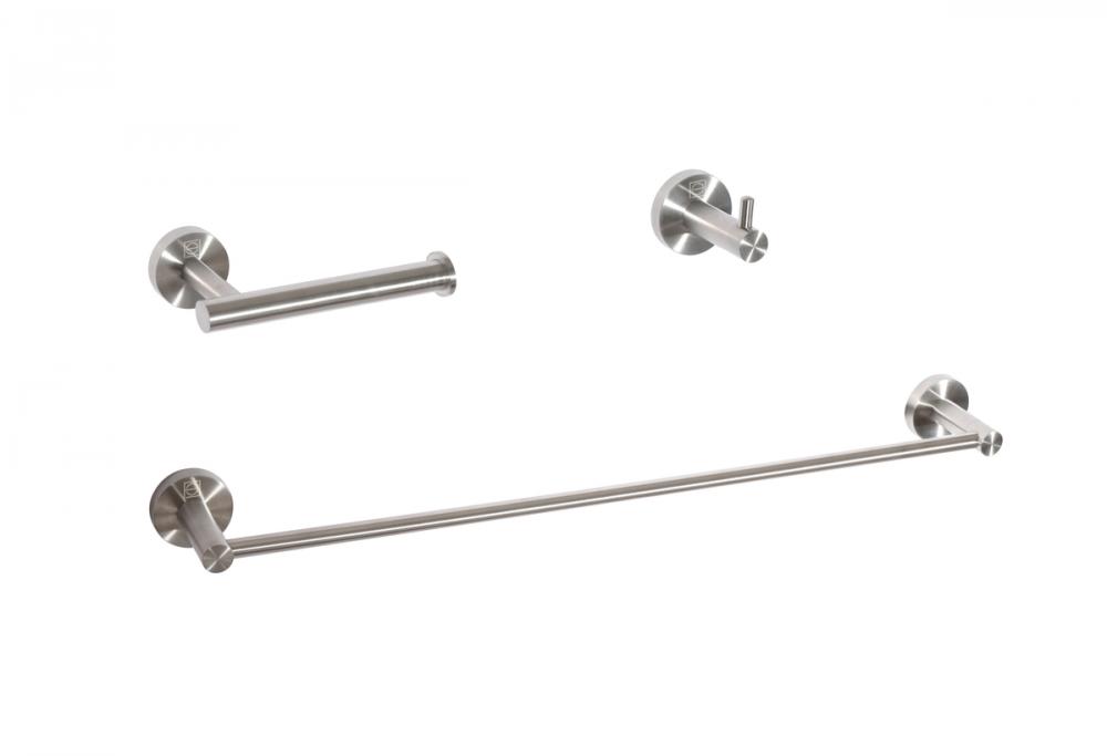 Bathroom hardware set 24&#34;x2.8&#34;+6.2&#34;x3.5&#34;+2.6&#34;x1.6&#34; brushed nickel