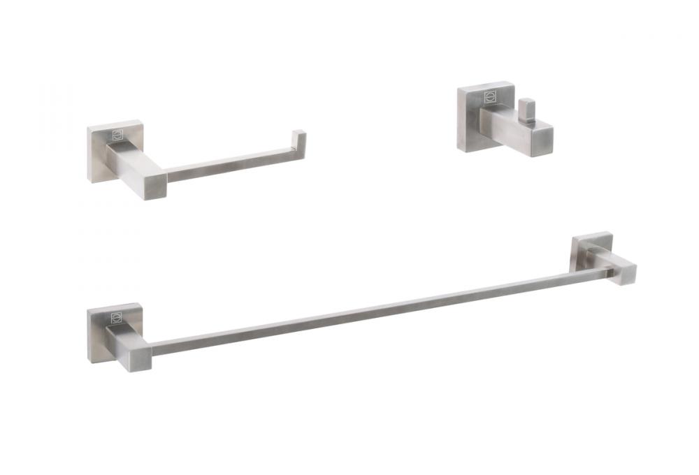 Bathroom hardware set 24&#34;x2.7+6.6&#34;x3.1&#34;+2.7&#34;x2.2&#34; brushed nickel