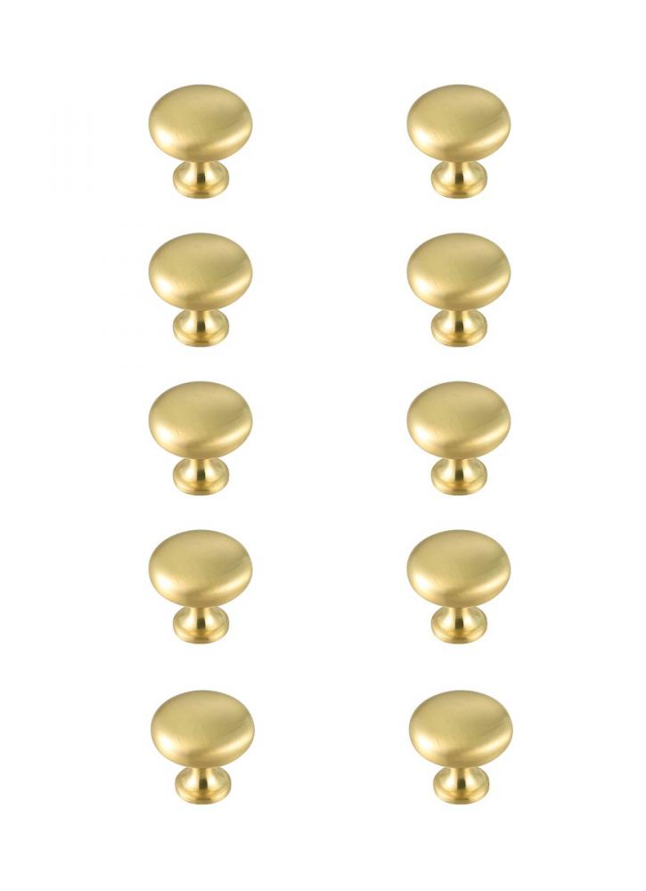 Cadon 1.2&#34; Diameter Brushed Gold Mushroom Knob Multipack (Set of 10)