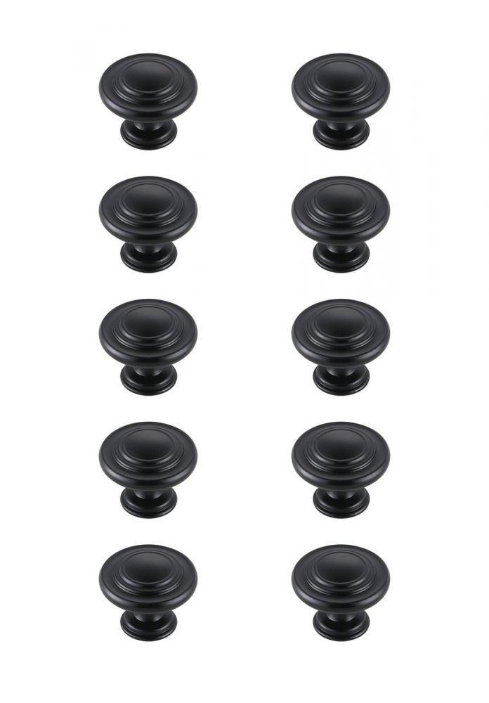 Minu 1.3&#34; Diameter Matte Black Mushroom Knob Multipack (Set of 10)