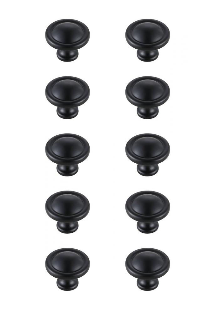 Garlande 1.2&#34; Diameter Matte Black Mushroom Knob Multipack (Set of 10)