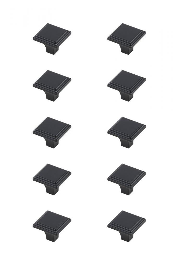 Wilow 1&#34; Matte Black Square Knob Multipack (Set of 10)