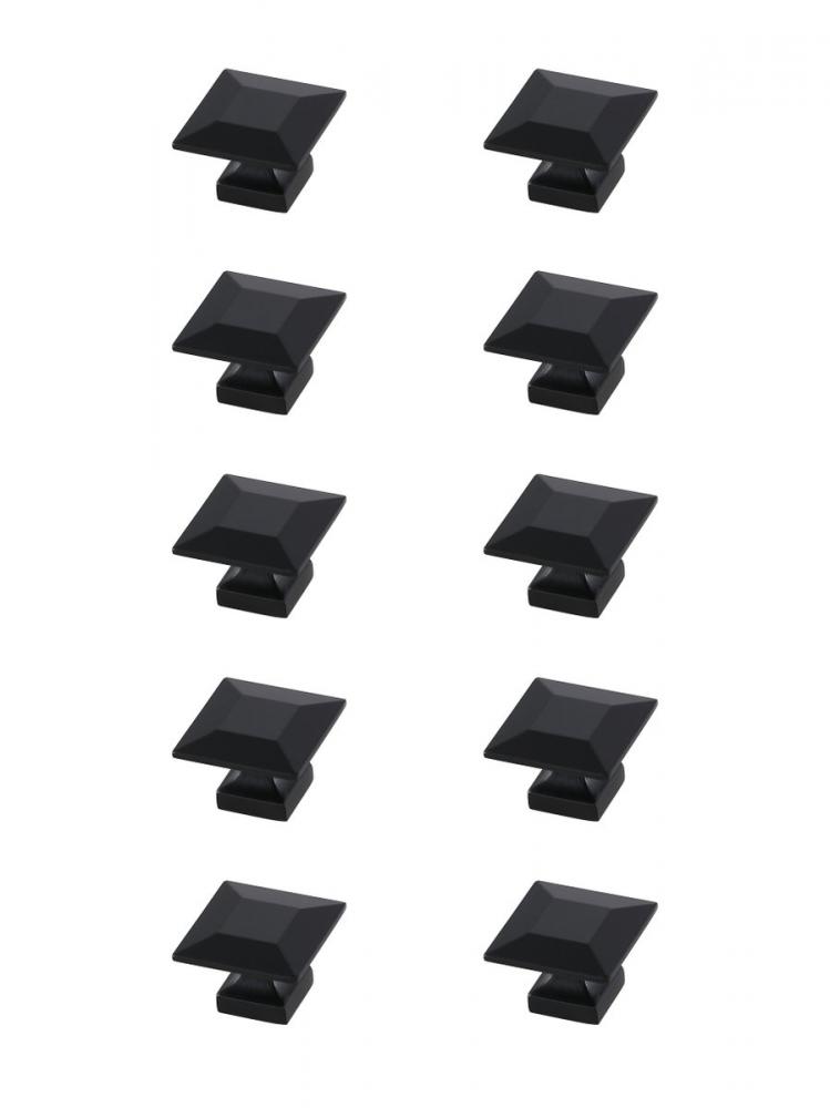 Cecil 1.3&#34; Matte Black Square Knob Multipack (Set of 10)