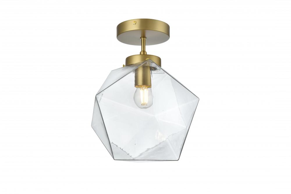 Lawrence 10 inch Flush Mount Clear Shade in Satin Gold