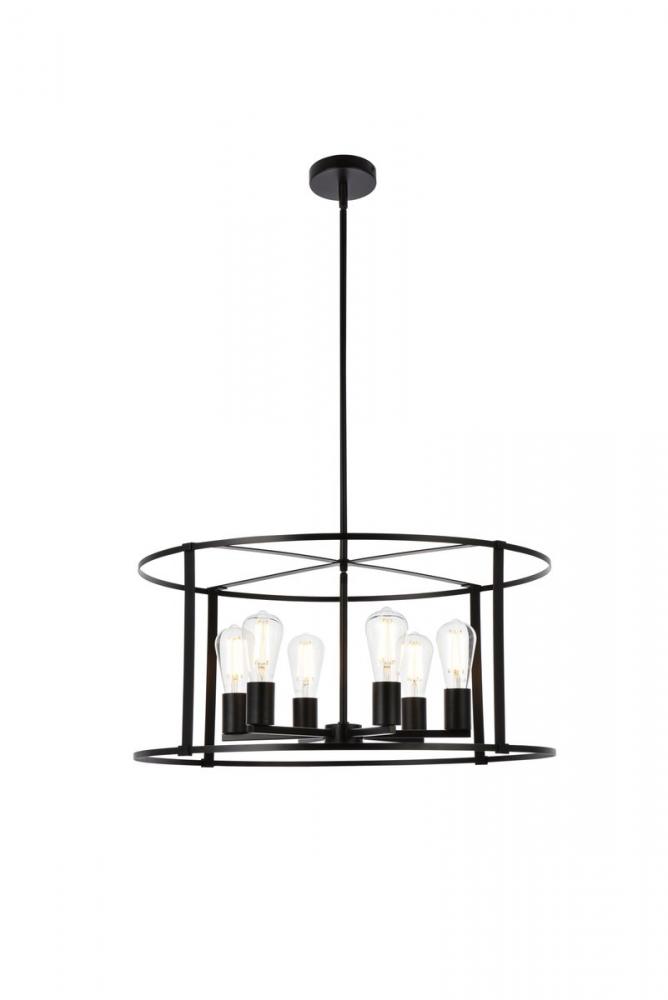 Agnys 6 Lights Pendant in Black