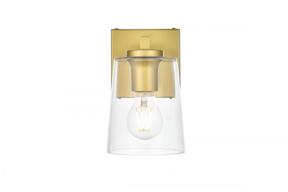 Kacey 1 Light Brass and Clear Bath Sconce