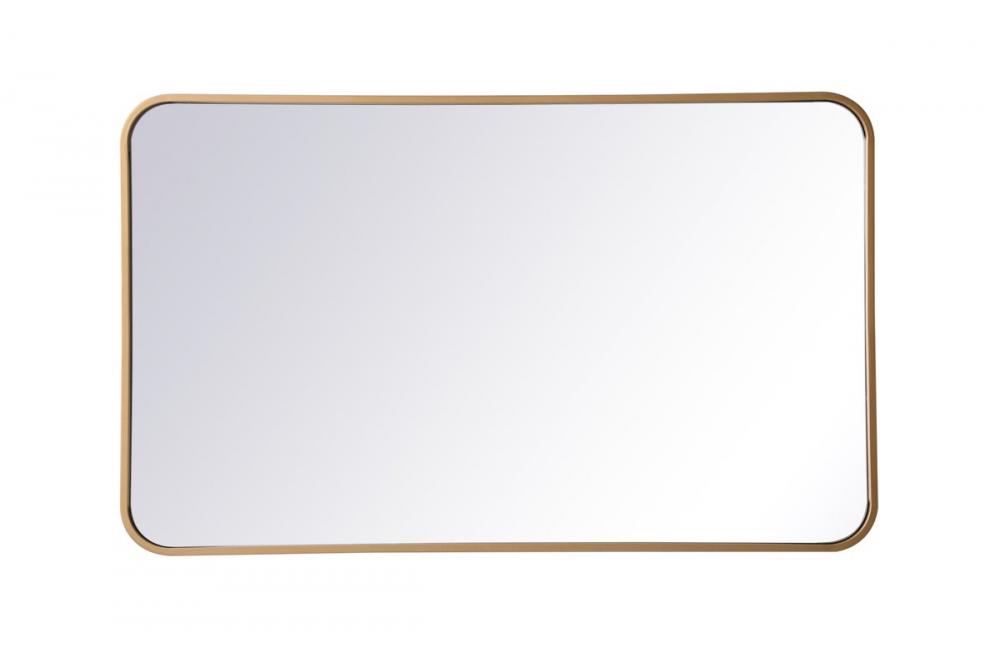 Soft corner metal rectangular mirror 22x36 inch in Brass