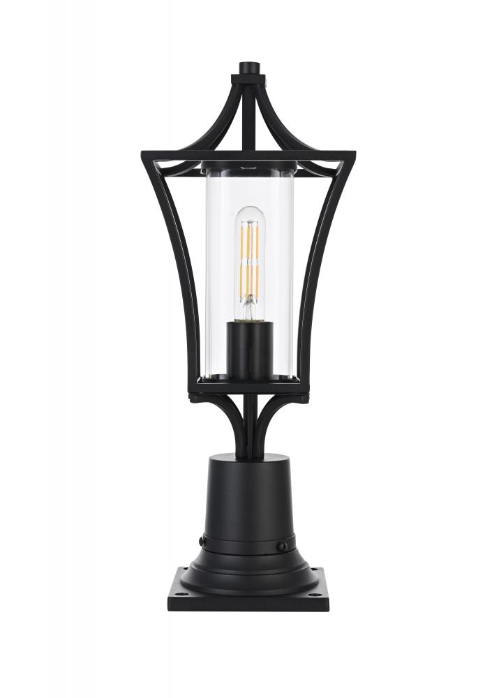 Outdoor Pole Light L7&#34; W7&#34; H19&#34; L1 Black