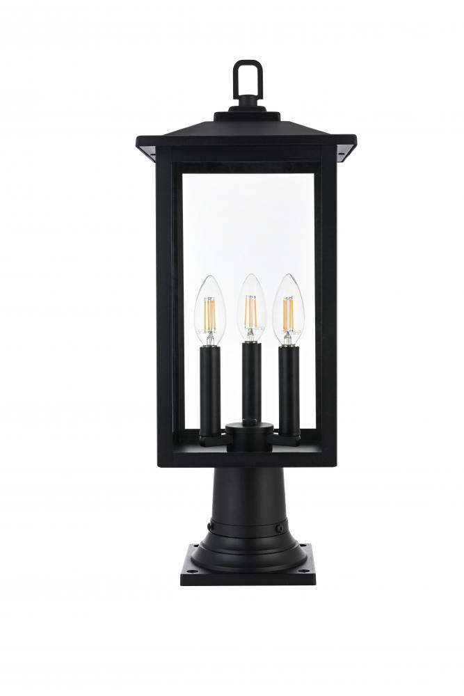 Outdoor Pole Light L9&#34; W9&#34; H22&#34; L3 Black