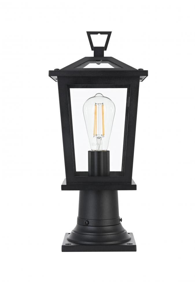 Outdoor Pole Light L7&#34; W7&#34; H16.5&#34; L1 Black