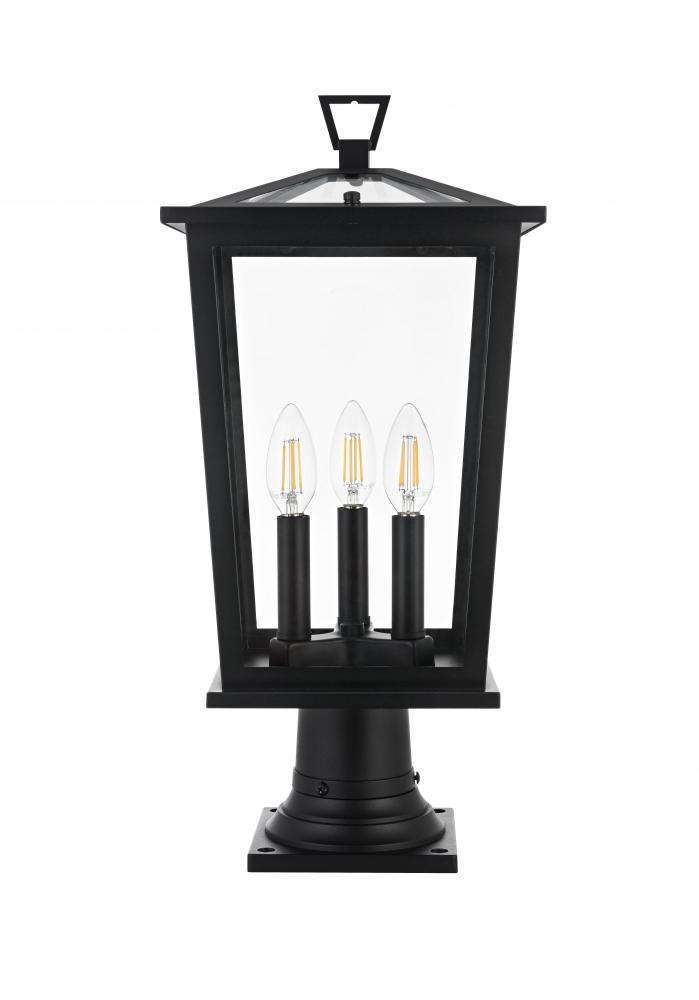 Outdoor Pole Light L9.5&#34; W9.5&#34; H20.5&#34; L3 Black