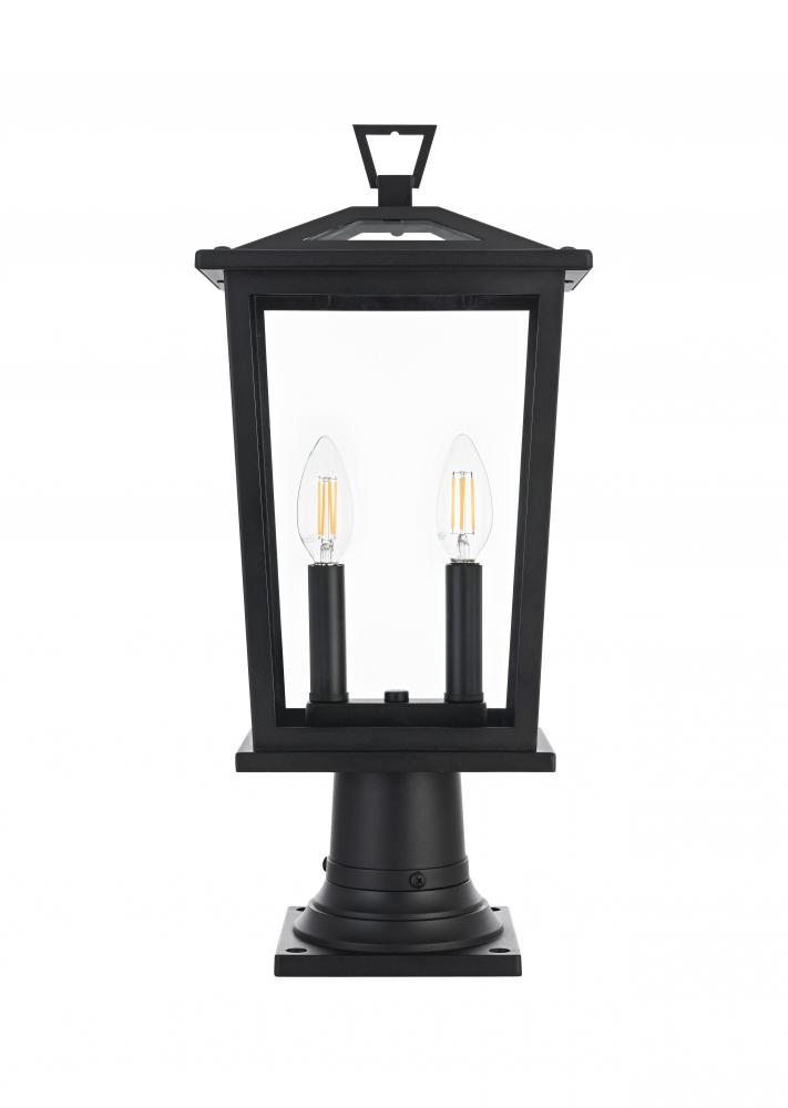Outdoor Pole Light L8.5&#34; 6&#34; H19.5&#34; L2 Black