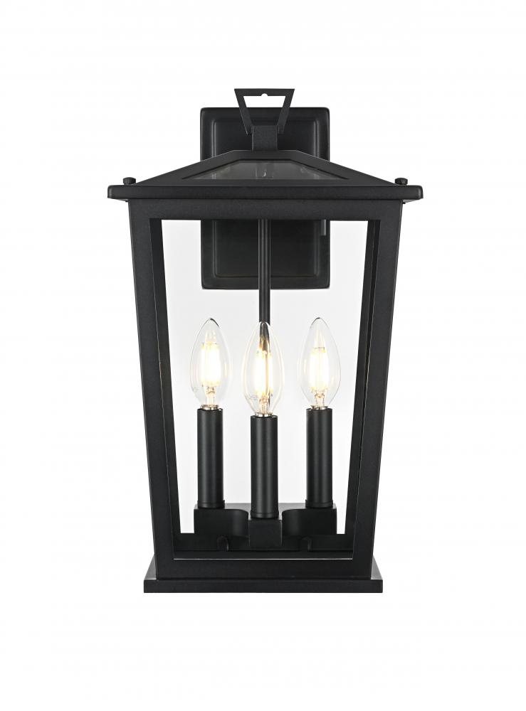 Wall sconce W9.5&#34; H16&#34; E8.5&#34; L3 Black