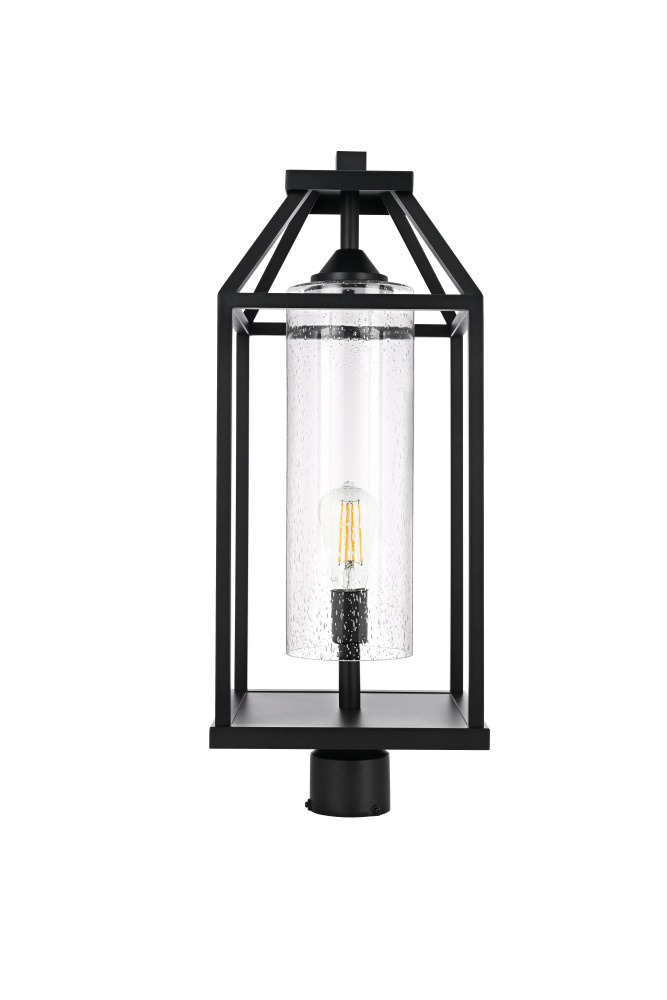 Pole Light W10.2&#34;xD10.2&#34;xH25.8&#34; Lt1/E26/60W Black