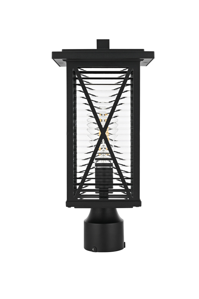 Pole Light W7.5&#34;xD7.5&#34;xH16.3&#34; Lt1/E26/60W Black