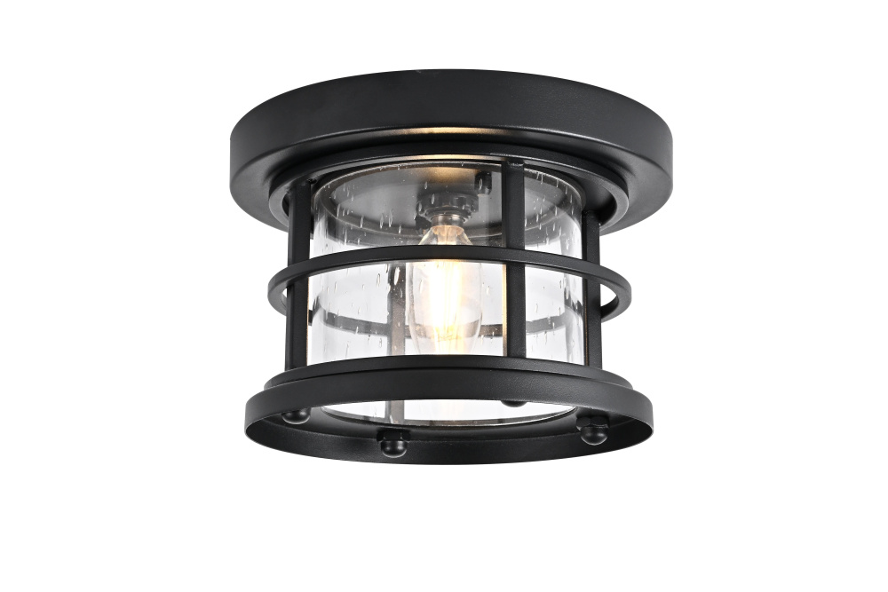 Flush Mount D7.7&#34;xH5.1&#34; Lt1/E26/60W Black