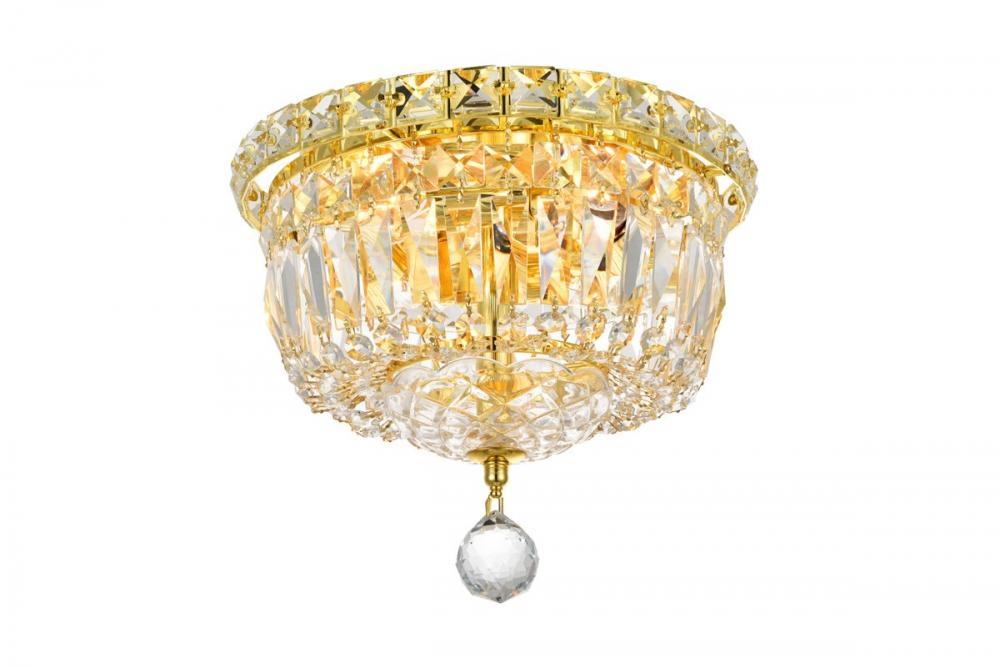 Tranquil 4 Light Gold Flush Mount Clear Royal Cut Crystal