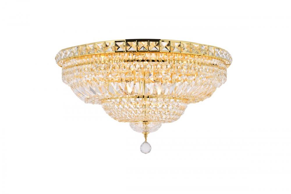 Tranquil 12 Light Gold Flush Mount Clear Royal Cut Crystal