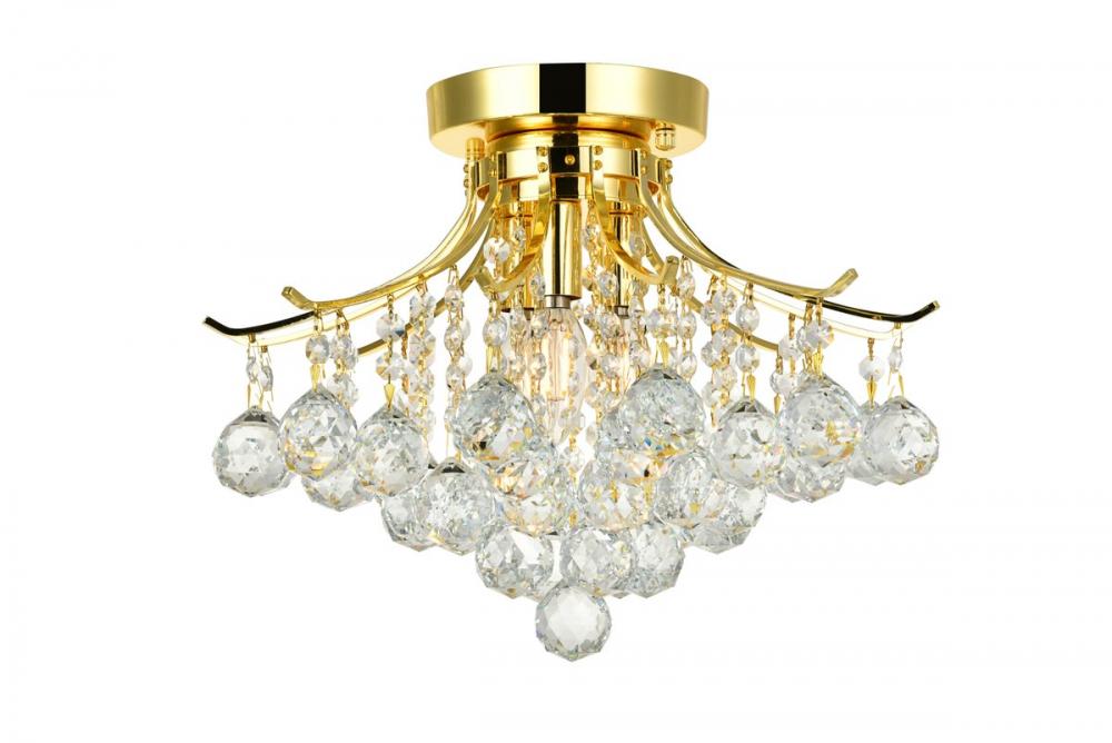 Toureg 3 Light Gold Flush Mount Clear Royal Cut Crystal