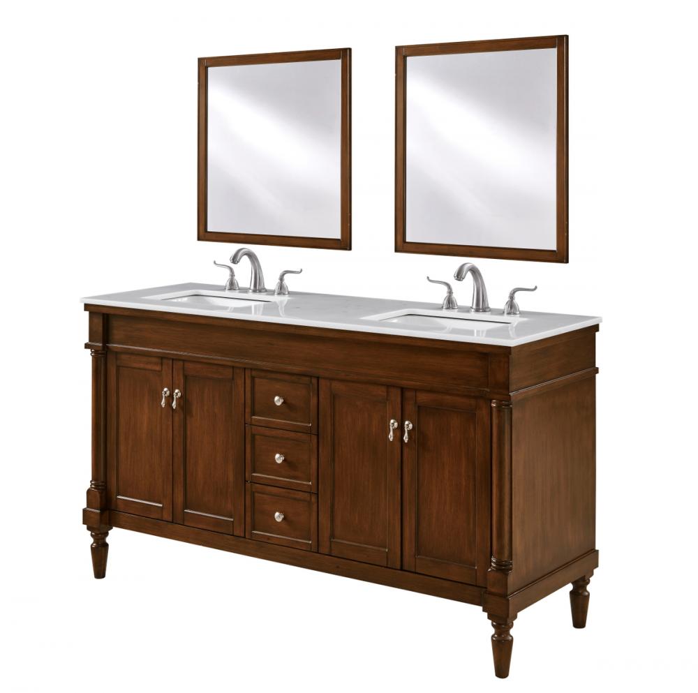 60 In. Single Bathroom Vanity Set in Walnut