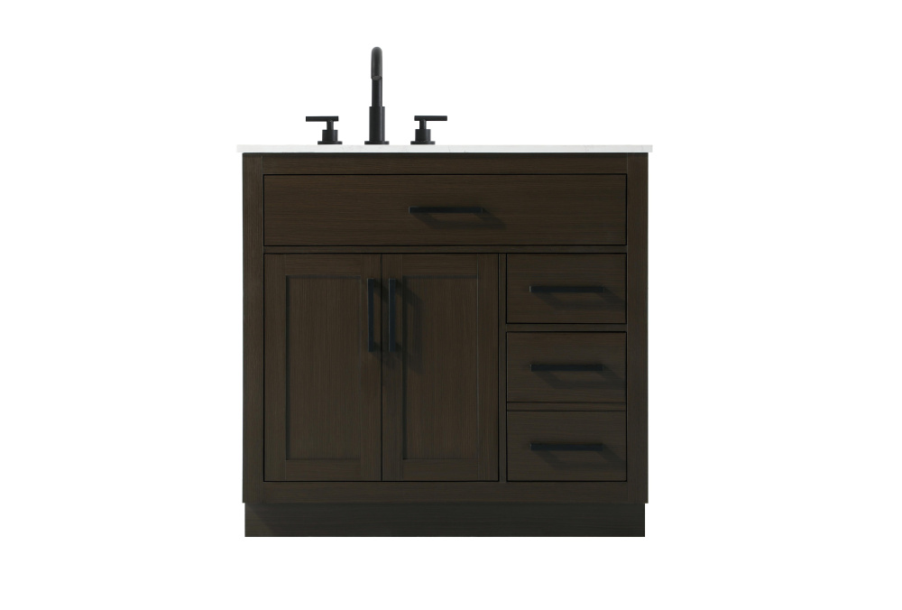 Vanity Cabinet 2Dr3Dw 36&#34;W x 22&#34;D x 35&#39;&#39;H Mocha Brown