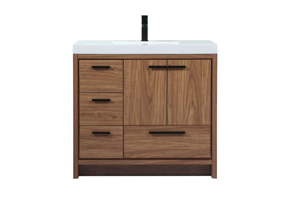 36 Inch Single Bathroom Vanity in Walnut Brown