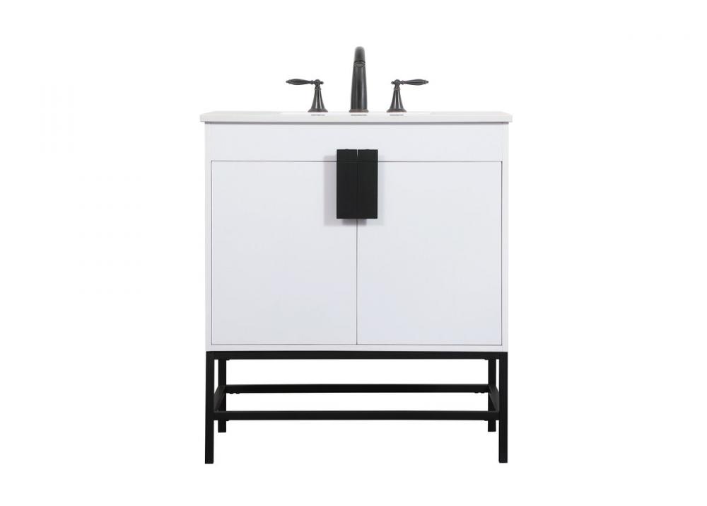 30 Inch Single Bathroom Vanity in White