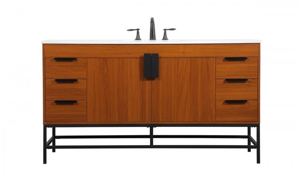 60 Inch Single Bathroom Vanity in Teak