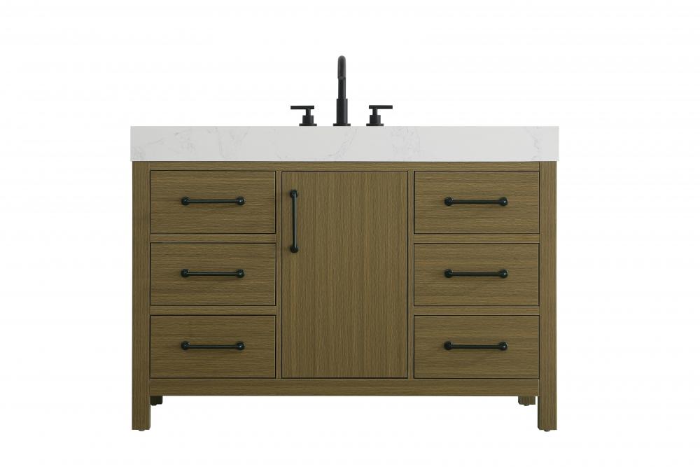 Vanity Cabinet 1DR 6DW 48&#34;W x 22&#34;D x 34&#34;H Chestnut Brown