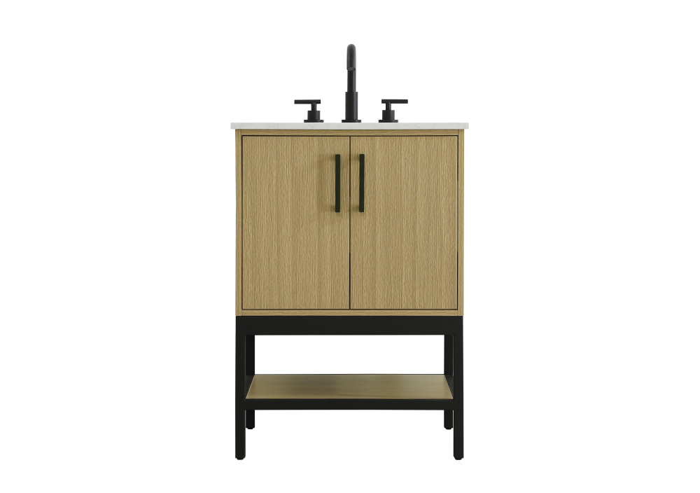 24 inch Single Bathroom Vanity in Honey Brown