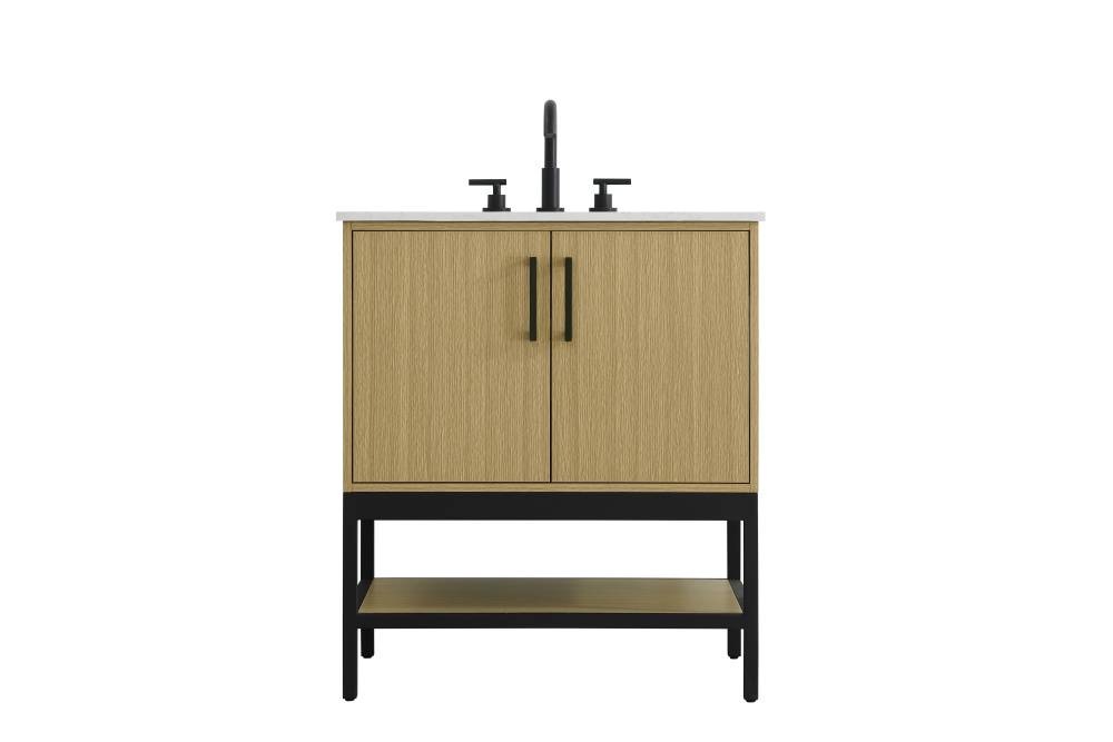 30 inch Single Bathroom Vanity in Honey Brown