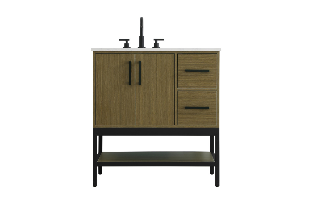 Vanity Cabinet 2Dr2Dw 32&#34;x22&#34;x34&#34; Chestnut Brown