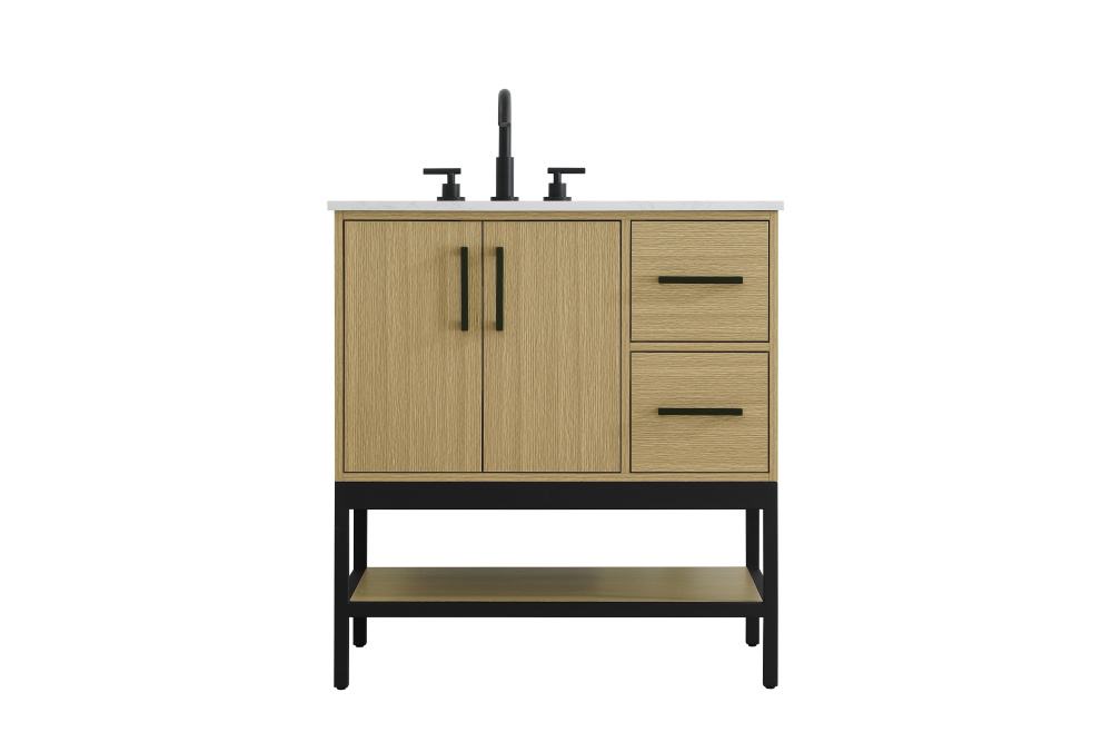32 inch Single Bathroom Vanity in Honey Brown