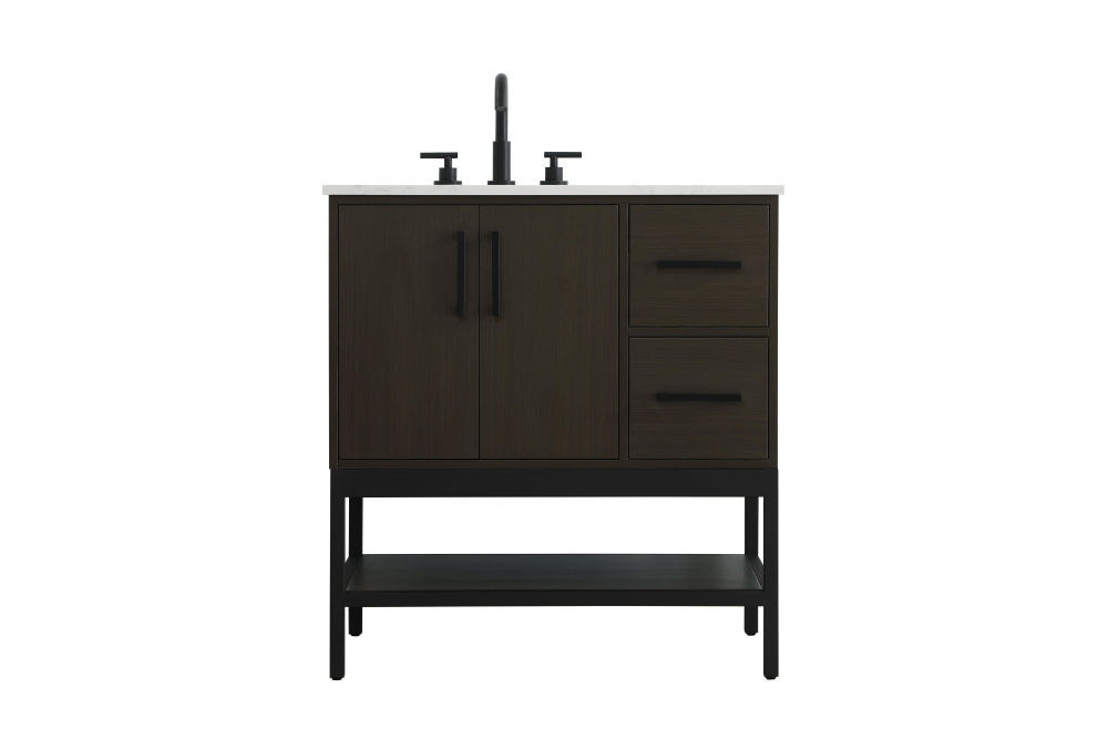 32 inch Single Bathroom Vanity in Mocha Brown