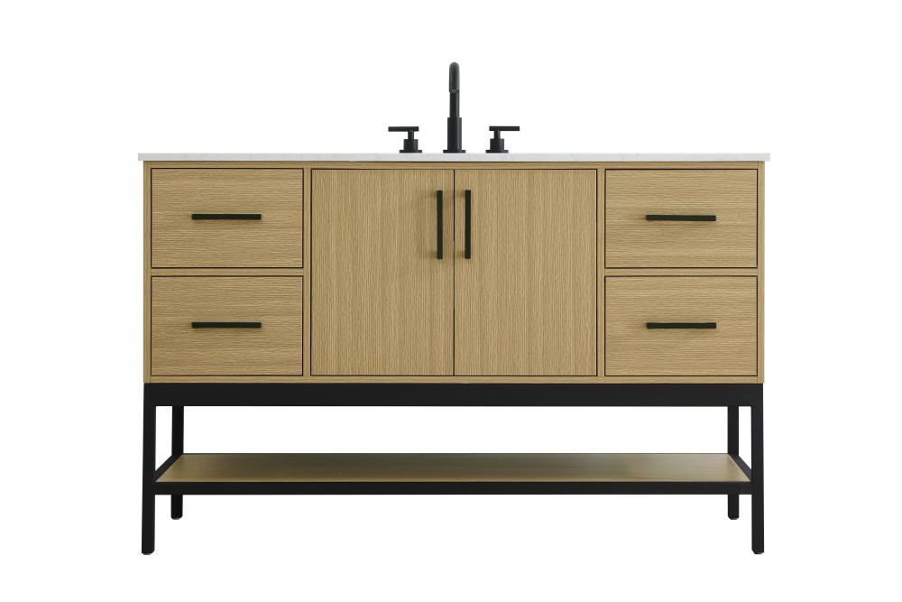 54 inch Single Bathroom Vanity in Honey Brown